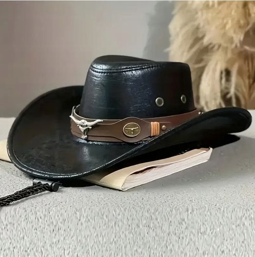 Klasyczny Kowbojski Kapelusz z Klamrą w Kształcie Głowy Byka Nakrycie Głowy na Arena.pl