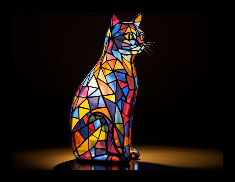 Plakat 20x15cm Koci Witraż zdjęcie 2