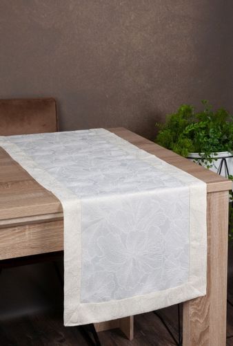 OBRUS BIEŻNIK ŻAKARDOWY WZÓR 40X200 CM KREMOWY na Arena.pl