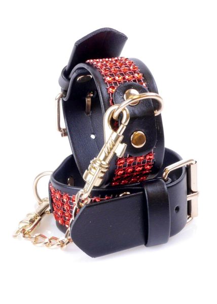 Fetish B - Series Handcuffs with cristals 3 cm Red Line zdjęcie 5