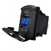 ŁADOWARKA SOLVIAN DUAL PORT QC3 12-24V NIEBIESKIE PODŚWIETLENIE