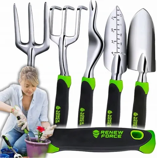Zestaw narzędzi ogrodowych do pikowania sadzenia roślin 5w1 łopatka grabki zdjęcie 1