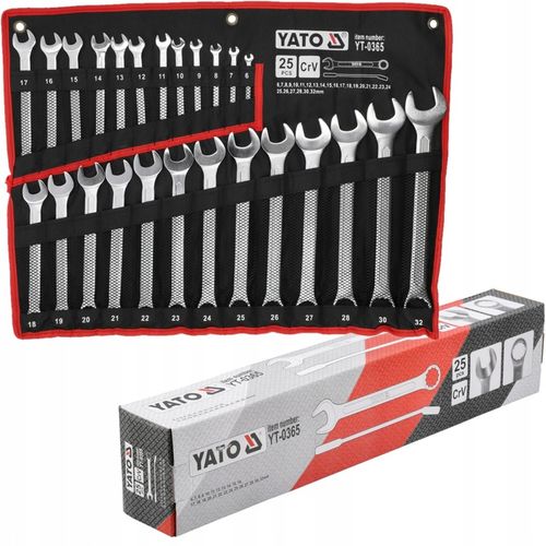 ZESTAW KLUCZY PŁASKO - OCZKOWYCH POLEROWANE 6-32mm 25el. YATO YT-0365 na Arena.pl