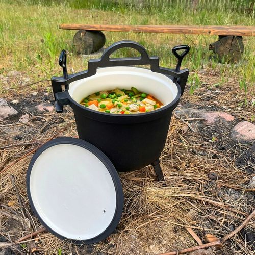 KOCIOŁEK ŻELIWNY EMALIOWANY GARNEK myśliwski węgierski 10L OGNISKO GRILL na Arena.pl