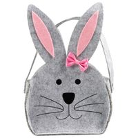 Koszyczek filcowy Wielkanocny Króliczek z kokardką, szary