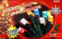 LAMPKI CHOINKOWE 1000 + FLASH MULTIKOLOR Z FLESZEM