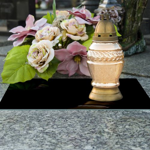 SZKLANA PODSTAWKA POD ZNICZE z dedykacją 70x30cm Czerń 486m na Arena.pl