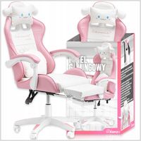 FOTEL GAMINGOWY RÓŻOWY Z PODNÓŻKIEM KUBEŁKOWY REGULOWANY DLA GRACZA DZIECI