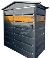 Wiata śmietnikowa 1,5x0,5m antracyt + drewnopodobny dach dwuspadowy ID816