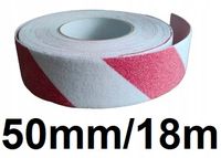 Taśma antypoślizgowa biało czerwona 50mm 18m ostrzegawcza mocna