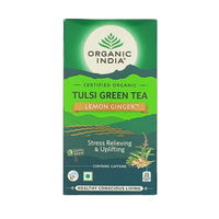 Herbata zielona Tulsi Green Tea Lemon Ginger Organic India 25 torebek