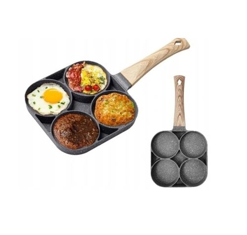 Patelnia do jajek i placków Rossner 4 OTWORY 18 cm granitowa na Arena.pl