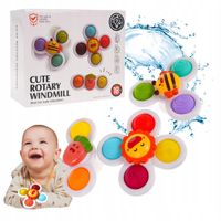 FIDGET SPINNER Z PRZYSSAWKĄ SENSORYCZNĄ KĄPIEL PREZENT GRZECHOTKA 3 SZTUKI