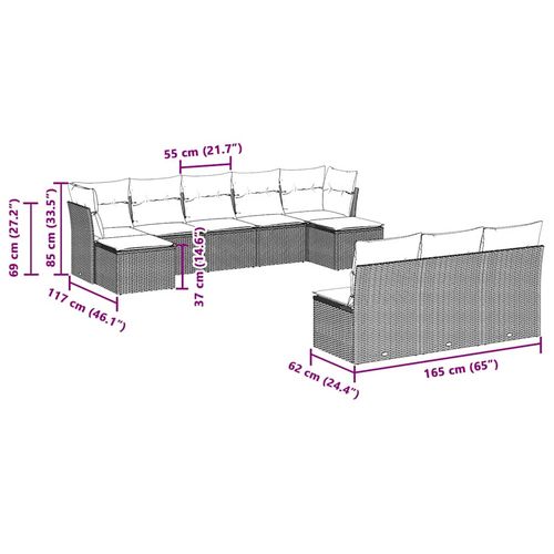 10-cz. zestaw wypoczynkowy do ogrodu, z poduszkami, jasnoszary na Arena.pl
