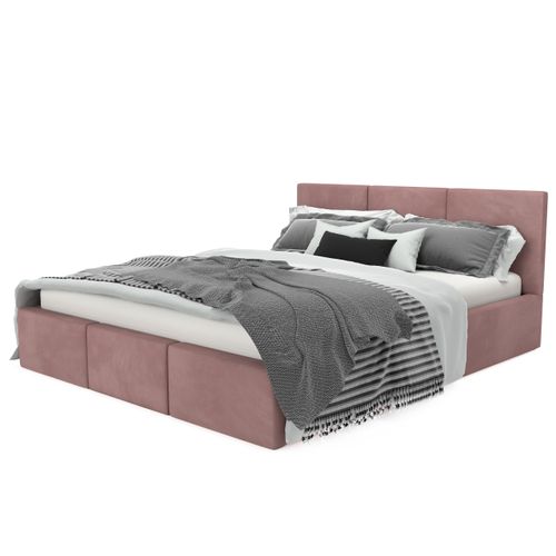 ŁÓŻKO TAPICEROWANE DO SYPIALNI 120x200 ŁÓŻKO PODWÓJNE Z POJEMNIKIEM RÓŻOWE na Arena.pl