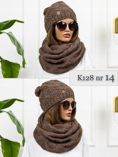 KOMPLET damski CZAPKA + KOMIN ciepły zimowy szal POLSKI z wełną KOLORY na Arena.pl