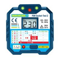 Tester gniazdek sieciowych 230V + tester FI 30 mA Socket-Test-2 PANCONTROL