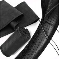 POKROWIEC NA KIEROWNICĘ CZARNY PERFOROWANY OBSZYCIE KIEROWNICY NAKŁADKA