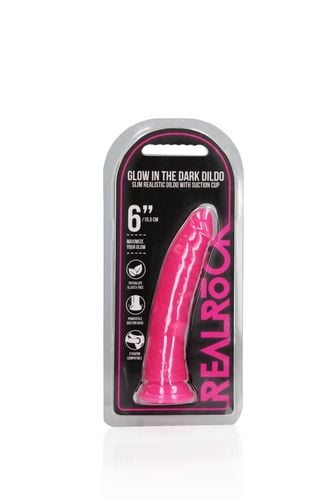 slim realistic dildo with suction cup   glow in the dark   6 / 15,5 cm na Arena.pl