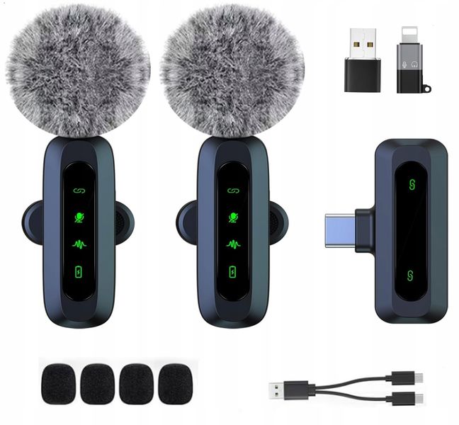 2X Mikrofon Bezprzewodowy Krawatowy Do Iphone Ios Android Telefonu Komputer zdjęcie 1