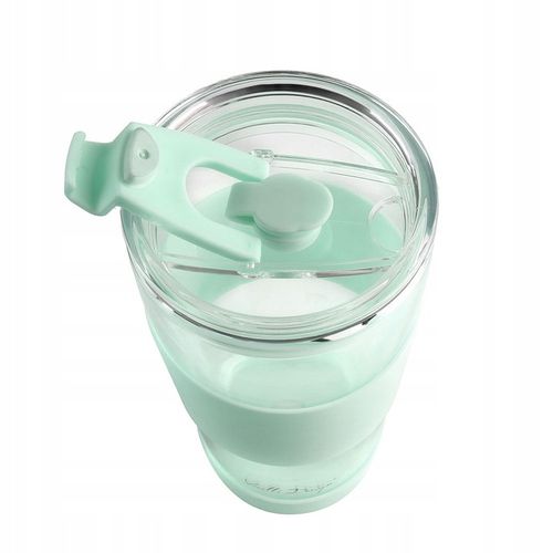 Szklany kubek do kawy ze słomką Vialli Design FUORI 600ml 30428 (miętowy) na Arena.pl