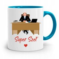 Kubek Błękitny Dla Szefa Super Szef Prezent Z Nadrukiem Ze Zdjęciem