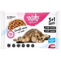 TufTuf kawałki w sosie dla kota 2x Kurczak, 2x Wątróbka 4x100g 3+1 Gratis