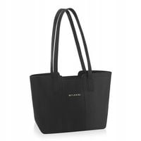 BETLEWSKI klasyczna torebka damska shopper na ramię czarna skórzana uchwyt