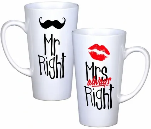 KOMPLET KUBKÓW LATTE DLA PAR PREZENT DUŻE 450ml PREZENT Z NADRUKIEM na Arena.pl