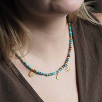 Naszyjnik regulowany- Jaspis cesarski niebieski i srebro złocone