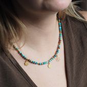 Naszyjnik regulowany- Jaspis cesarski niebieski i srebro złocone