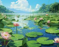 Plakat 76x60,5cm Sielankowy Staw Lilii