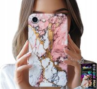 ETUI DO IPHONE 16e - RÓŻOWO BIAŁY MARMUREK, KAMIENNE WZORY