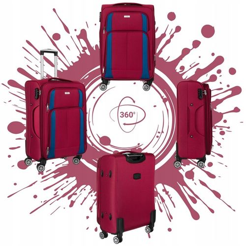 Duża walizka z wytrzymałej tkaniny poliestrowej w czerwono-niebieskim kolor na Arena.pl