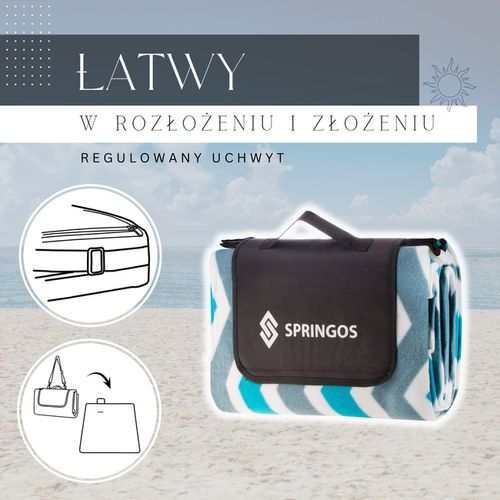 Koc piknikowy plażowy 220x180cm springos na Arena.pl