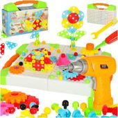 Klocki Konstrukcyjne Wkrętarka dla Dzieci Wiertarka Śrubki Zestaw XXL 181el