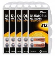 30x Duracell Activair DA312 - bateria do aparatów słuchowych, brązowe