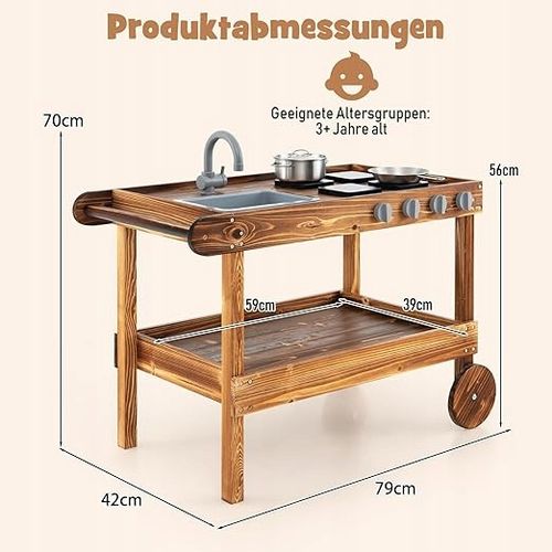 Kuchnia błotna dla dzieci z uchwytem brązowa na Arena.pl