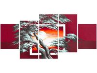 70CM 150CM OBRAZ 5 ELEM KARMAZYNOWY ZACHÓD SŁOŃCA ŚCIENNY