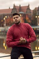 PÓŁGOLF męski bordowy melanż Adam Rozmiar - XL