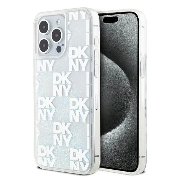 Etui DKNY Liquid Glitter Multilogo na iPhone 15 Pro Max - białe zdjęcie 1