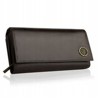 Portfel Skórzany Damski Duży Klasyczny Zamykany Poziomy Betlewski Brązowy