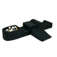 Piankowy plac zabaw z górką i z basenem micro grafitowy + 100 piłek (stare złoto, metaliczny grafit, perła)