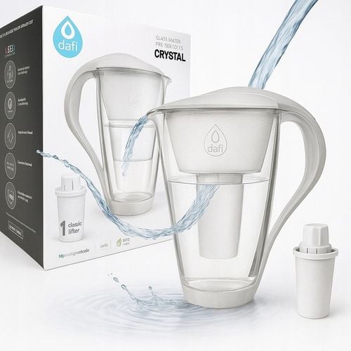 Dzbanek filtrujący szklany Dafi Crystal LED biały + 1 filtr Classic na Arena.pl