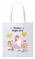 Torba Biała Eco Shopper Dla Niani Opiekunki Z Nadrukiem Ze Zdjęciem