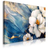 Obraz Do Salonu Kwiaty Niebieski Marmur Glamour Abstrakcja 70cm x 50cm
