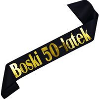 Boski 50-latek - czarna szarfa ze złotym nadrukiem