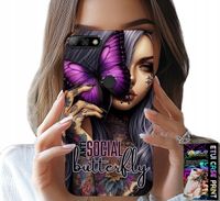 ETUI DO HUAWEI Y7 2018 - ANTI SOCIAL BUTTERFLY RÓŻOWY MOTYL + SZKŁO