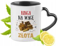 Dla Kingi Kubek Czarny Z Uszkiem W Kształcie Serca Na Prezent Z Nadrukiem