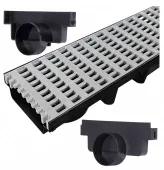 Odpływ liniowy do Garażu 5m Krata GRID Popiel PVC 63x131mm B125 do 12,5Tony